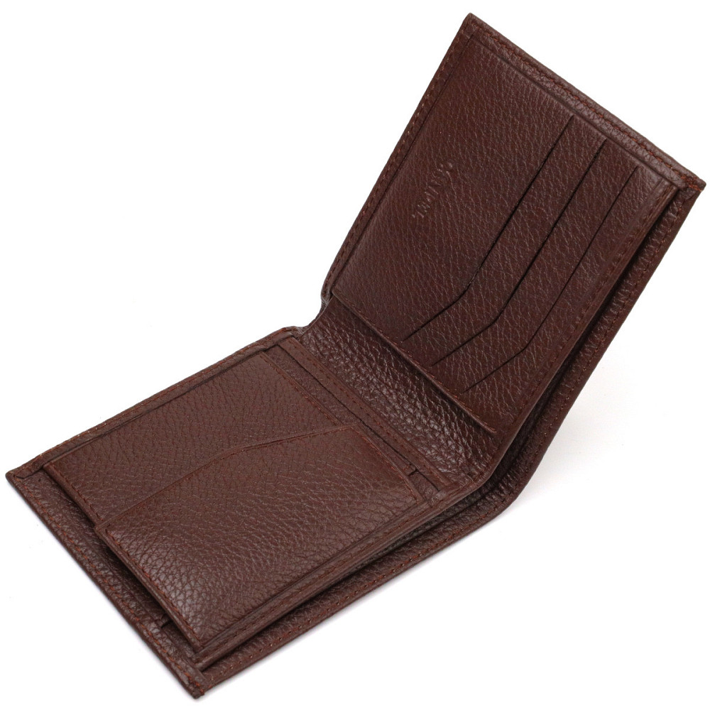 Чудовий чоловічий портмоне з натуральної зернистої шкіри CANPELLINI 21775 Коричневе Київ - фото 6