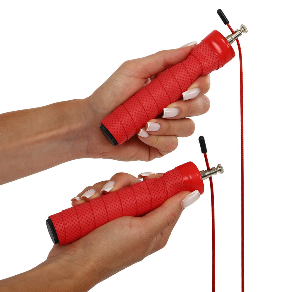 Скакалка швидкісна з підшипником і металевим тросом 3 м FI-5347 Вишневе - фото 6