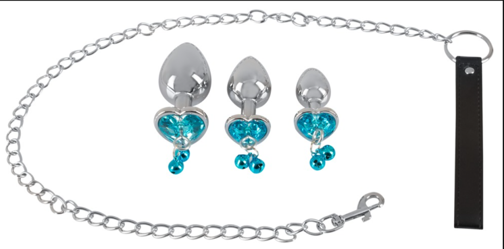 Набір із 4 пробок із повідцем Butt Plug Set with a Leash S, M, L Sex Aura Київ - фото 8