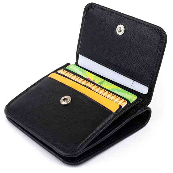 Маленький кошелек на кнопке женский Черный (ST Leather) Киев