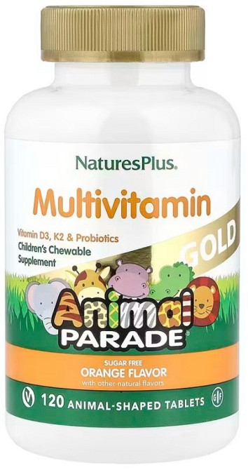 Вітаміни для дітей Nature's Plus Animal Parade Gold Child Child Childimemin 120 жувальних таблеток апельсин Київ - фото 3