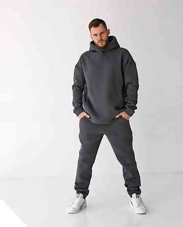 Спортивный мужской теплый костюм на флисе Графитовый 50 Харьков