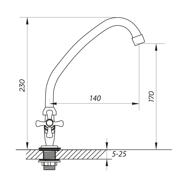 Монокран для холодної води Zerix TZF 605 високий вилив (ZX0093) Чернівці - фото 2