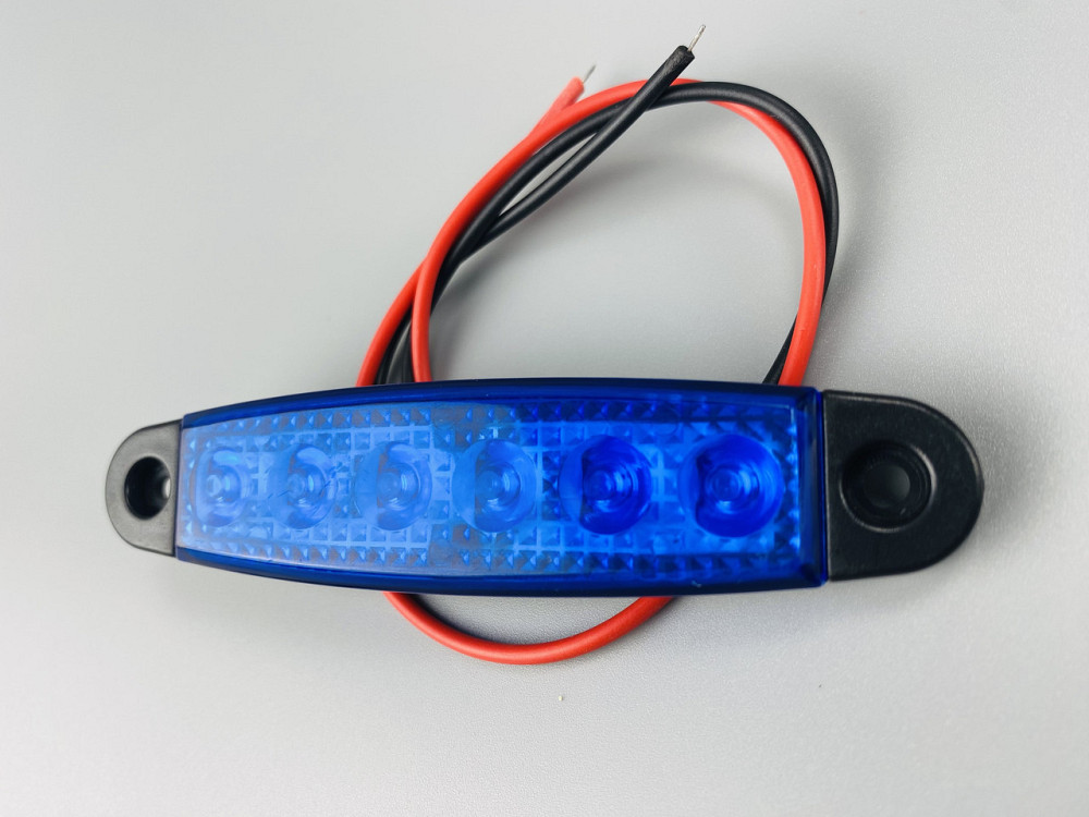 Ліхтар LED габаритний 24V IP67 6 led діодів SMD синій, оптична лінза + кріплення для авто Мукачево - фото 4