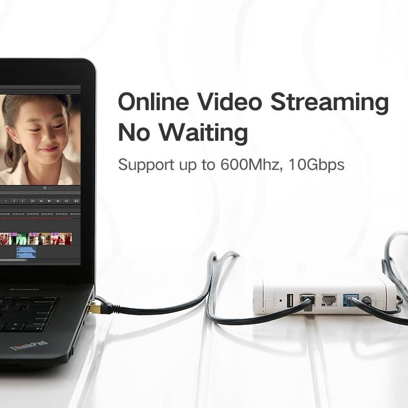 Патч-корд Ugreen NW107 прямий UTP мережевий кабель Ethernet Cat7 з RJ 45 (Чорний, 1м) Миколаїв - фото 4