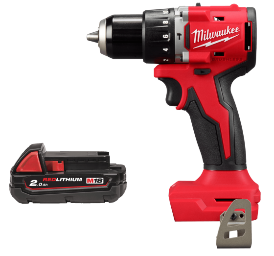 Дриль-шуруповерт акумуляторна безщіткова ударна MILWAUKEE M18 BLPDRC-0 (60Нм) (каркас) + M18 B2 подарунок Одеса
