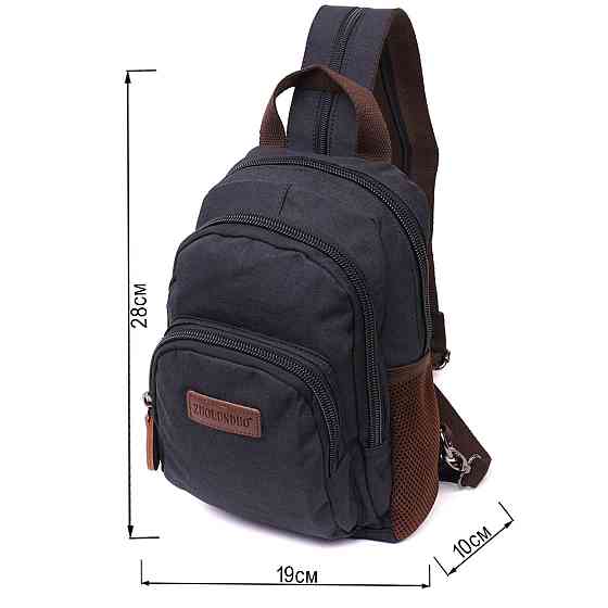 Интересный рюкзак из полиэстера с большим количеством карманов Vintage 22148 Черный Киев