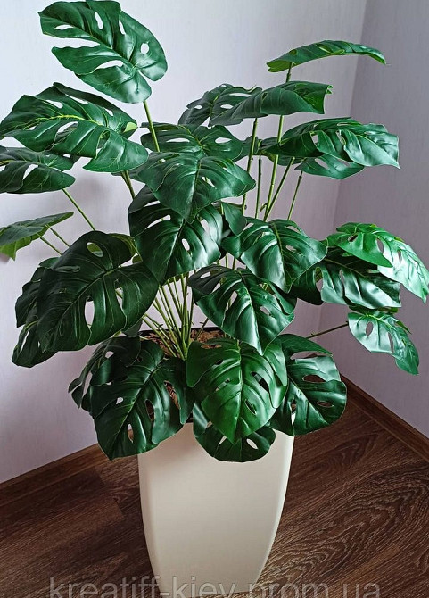 Штучний великий кущ монстери  із латексу Дніпро - фото 1