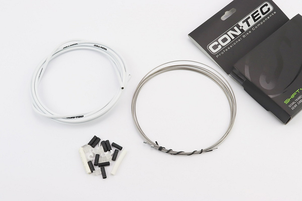 Трос - комплект перемикання універсальний "ПОВНИЙ" (сорочка 4мм х 2,7м, троса Slick Stainless 2000/2300мм, ковпачки, кінцівки, фіксатори, за Київ - фото 1