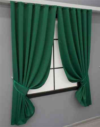 Комплект штор коротких VR-Textil Блэкаут Midnight № 1398ш 140х170 см 2 шт Зеленый (35-0160) Киев