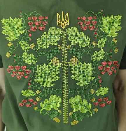 Жіноча Футболка вишиванка  КАЛИНА в кольорі хакі Київ