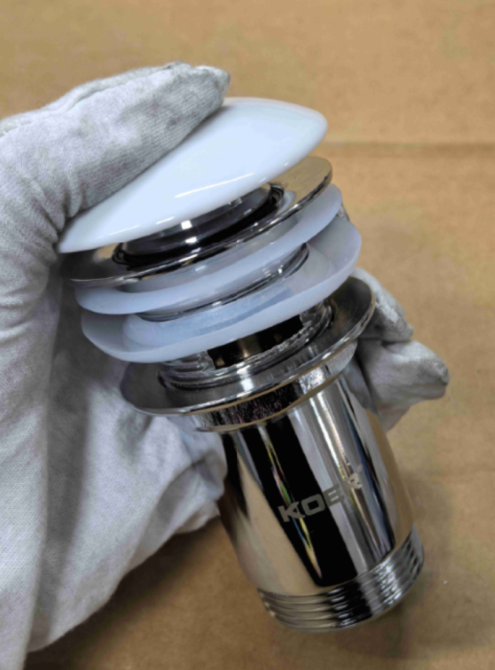 Донный клапан для раковины Koer PW-07-11 1 1/4'' с переливом автоматический СLICK-СLACK (Белая керам.накл.) (KR5784) Киев - изображение 5