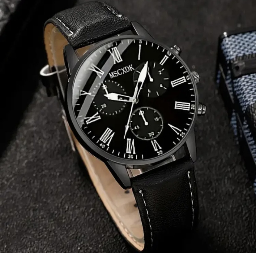 Подарочный набор для мужчин наручные часы с браслетом кулоном кольцом и кошельком черный Киев - изображение 4