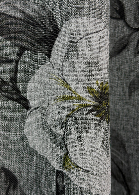 Комплект готовых штор VR-Textil Лен с цветочным принтом «Прованс» № 1724ш Серый 200х265 см 2 шт (32-315) Киев - изображение 8