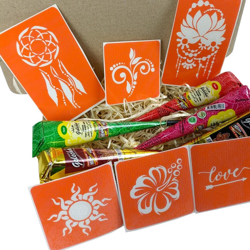 Набір кольорової хни з трафаретами для біо-тату №1 color-henna-set-01 Вінниця - фото 2