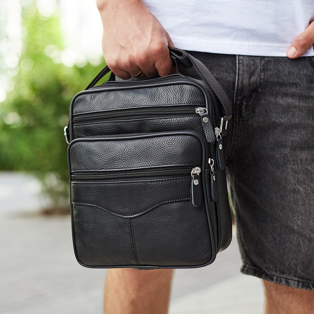 Мужская кожаная сумка-барсетка 26х20.5х8, мессенджер через плечо Bexhill Bx-56402 черная Киев - изображение 7