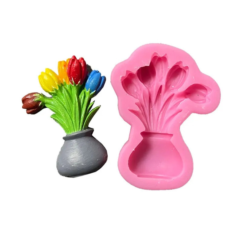 Молд силиконовый Тюльпаны 70 на 65 мм серый Киев - изображение 3