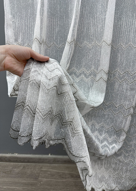 Тюль льон з вишивкою колір молочний з сірим 1620т Київ - фото 4