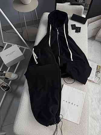 Женский теплый повседневный костюм двойка: кофта и брюки из двухстороннего флиса Черный, 48/52 Одесса