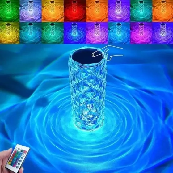 Настольная лампа Роза с пультом RGB Crystal Rose. Проекционный светильник-торшер ночник rose diamond table lamp кристалл Коломия