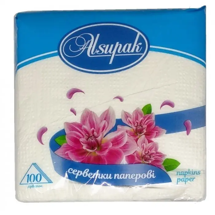 Серветки столові Alsupak 24*24 білі 100 шт Гостомель - фото 1