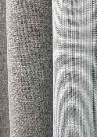 Комплект штор VR-Textil 100% блэкаут ASHEN NIGHT 150х270 2шт и Тюль 500х270 1848ш-1153т кофейно-серый с белым 71-085/4 Киев