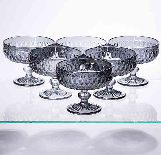 Набір креманок на ніжці 6 шт 300 (мл) Сірий HP-19-118 Київ