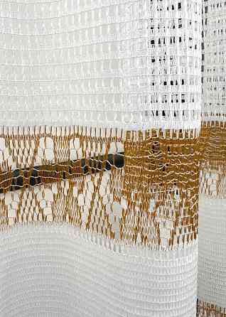 Тюль сетка VR-Textil Juli № 1871т Арка на кухню цвет белый с коричневым 500х150 см (53-0157) Киев