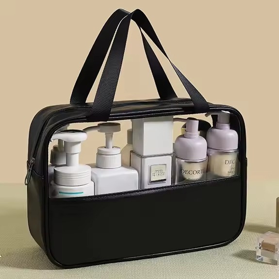 Набор косметичек женских 3 шт, для душа, черные, прозрачные Каменец-Подольский - изображение 3