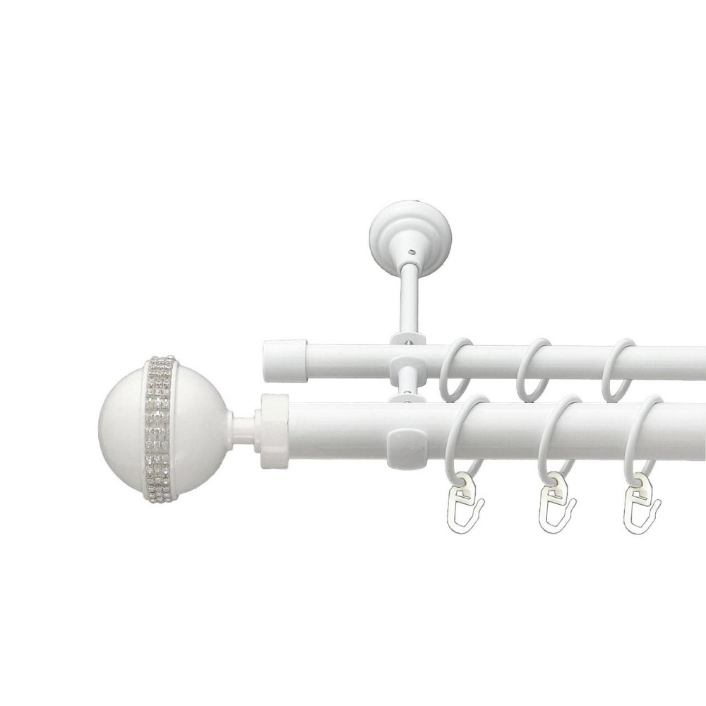 Карниз Orvit Авея металевий дворядний відкритий гладка труба кільце металеве Арктіс 25\16 мм 240 см (00-00021023) Львів - фото 1