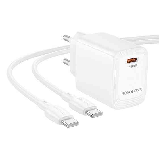 Мережевий зарядний пристрій з кабелем BOROFONE BN28 Fuente single port PD30W charger set (C to C) (EU) White Одеса