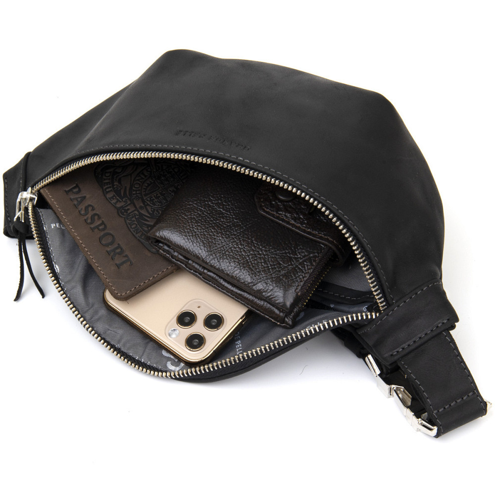 Бананка поясная унисекс винтажная Черная (GRANDE PELLE) Киев - изображение 10