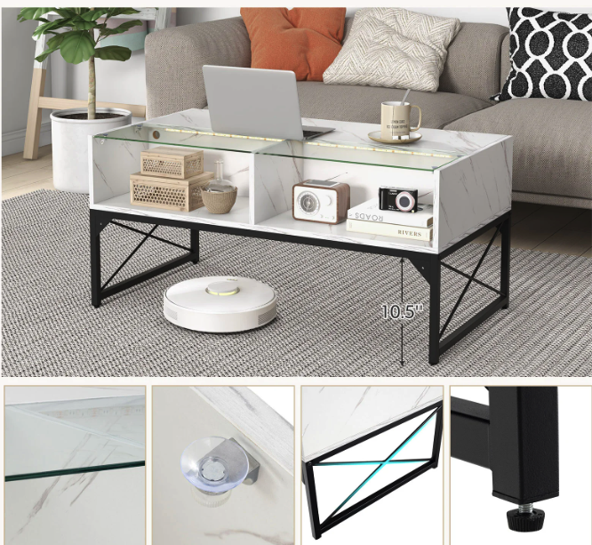 Журнальный столик Moderne кофейный маленький современный с подсветкой в гостиную спальню комнату Киев - изображение 7