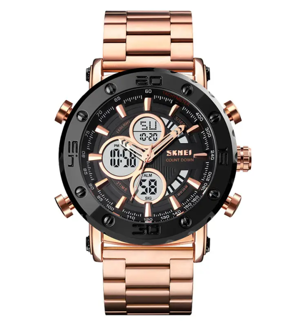 Мужские часы Skmei 1636 с браслетом Розовое золото Винница - изображение 1