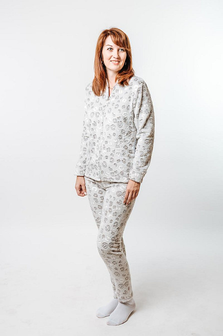 Домашній теплий жіночий кавовий костюм без капюшону 56-58 Крохатушка одяг Київ - фото 1