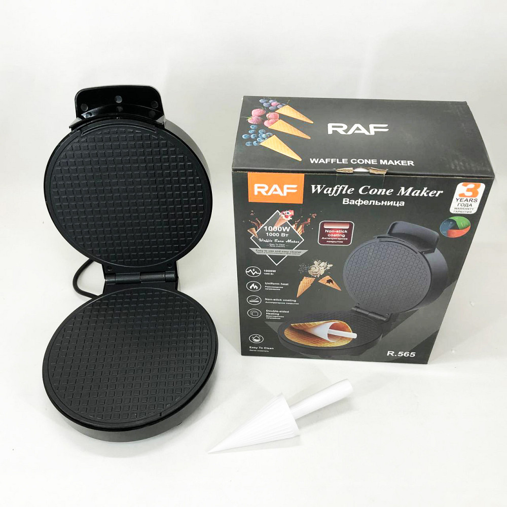 Вафельница с антипригарным покрытием RAF R.565 1000 Вт, Вафельница для рельефных вафель YM-48 Львов - изображение 5
