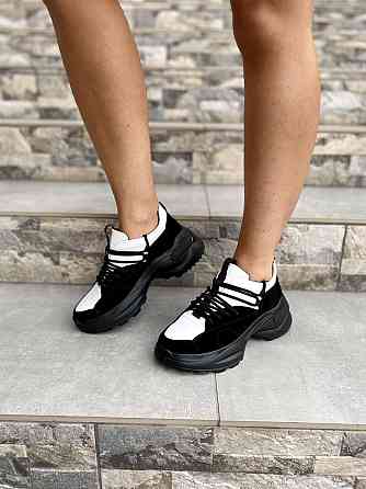 RONE Кросівки жіночі RONE 019 біло/чорні (весна-осінь, шкіра+замша натуральна) (4139) лише 39р. Коломия