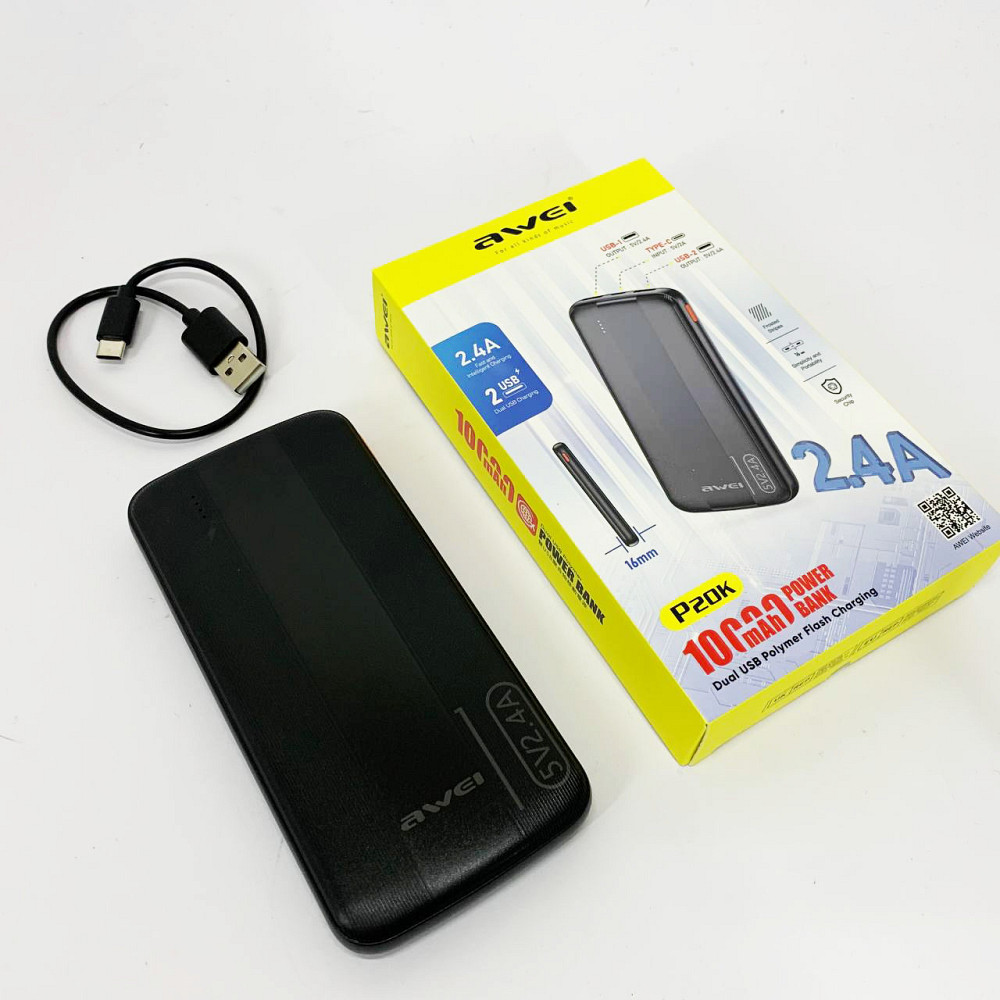 Повербанк для путешествий Awei P20K 10000 mah, Зарядное устройство для айфона, Павербанки мощные RS-86 Львов - изображение 2