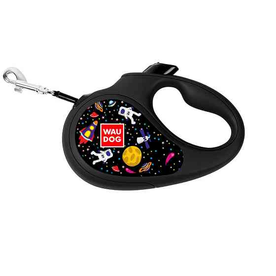 Повідець-рулетка для собак WAUDOG R-leash, малюнок "NASA", XS, до 12 кг, 3 м, світловідбиваюча Коломыя