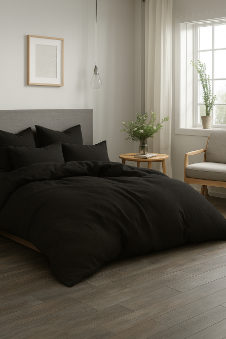 Ecotton Підковдра на блискавці Ecotton Євро 210х215 см фланель з бавовни Black чорний Коломия - фото 1