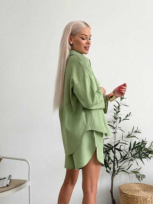 Костюм жіночий літній льон Хакі 48/52 Харків - фото 2