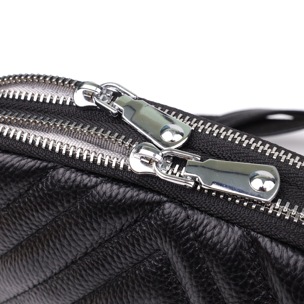 Стильна сумка прошита трикутниками із натуральної шкіри Vintage 22909 Чорний Київ - фото 5