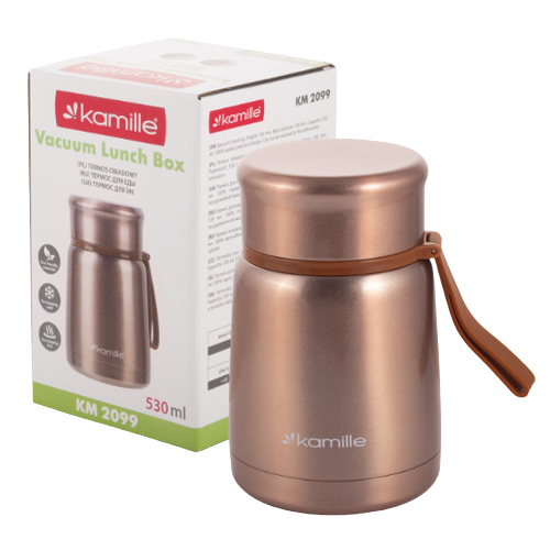 Термос харчовий 530мл нержавіюча сталь (сірий, золотий) KAMILLE 2099 Житомир - изображение 7