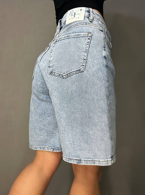 Шорти жіночі джинсові Liana 4-015 бермуди висока посадка великі розміри стрейч блакитні, блакитний, 30, 30, 81 см, 112 см Київ - фото 12