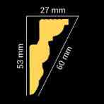 Стельовий плінтус 2 м GP-59 53х27х2000 mm для натяжних стель Дніпро