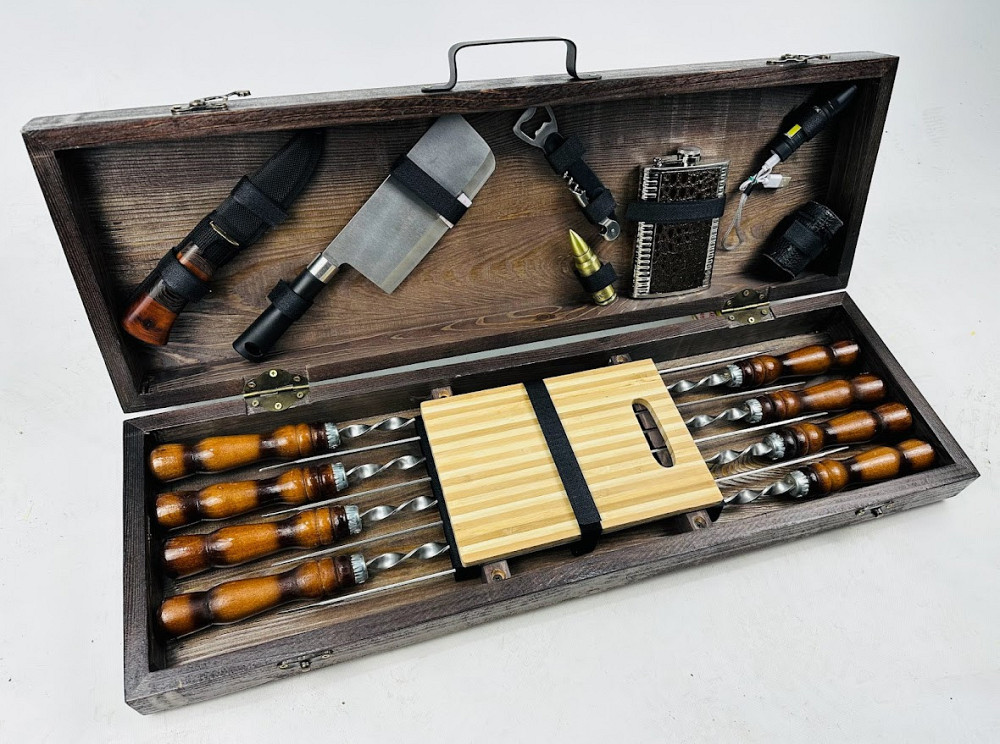 Подарунковий набір шампурів у дерев'яному кейсі ГРІЗЛІ HAPPY DAYS Тернопіль - фото 4