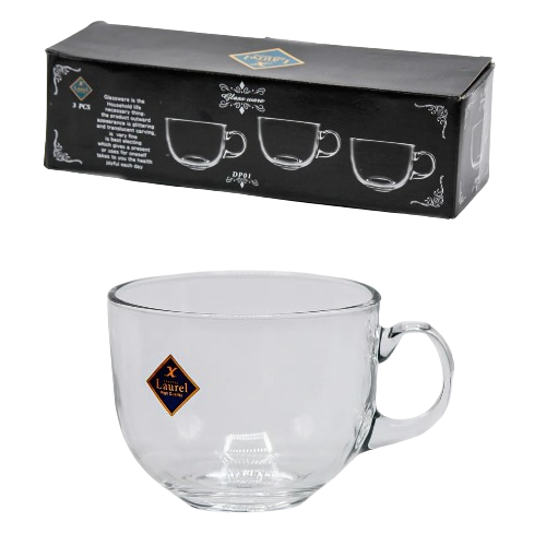 Набір чашок 3 предмети 450мл скло DP-01  Interos Житомир