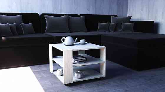 Стол журнальный Квант №4, Дуб Крафт Білий, 600/600/450 Львов