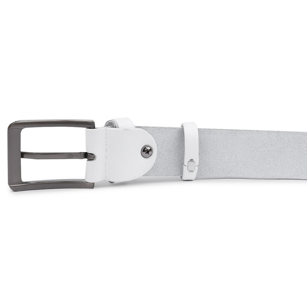 Гладкий стильний чоловічий ремінь Vintage 20718 Білий Київ - фото 5