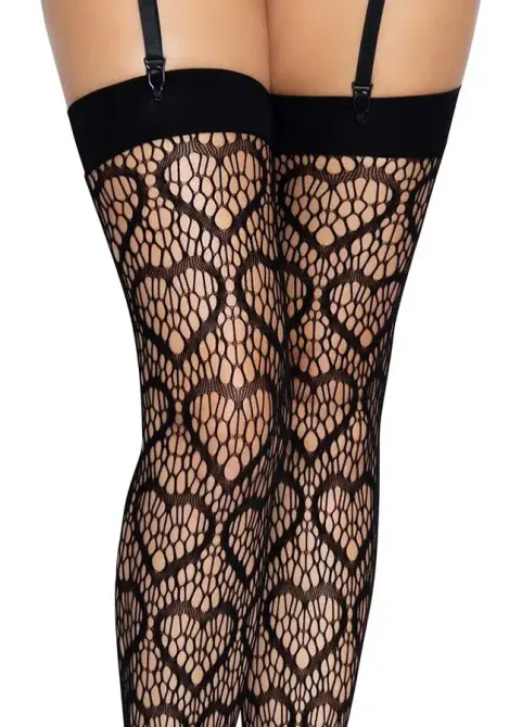 Ажурні панчохи із сердечками Leg Avenue Heart Black, one size Львів - фото 5